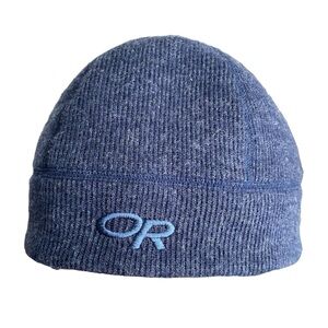 Outdoor Research Flurry Knit Hat Wool Blend Fleece Lined XL Blue Beanie Toque